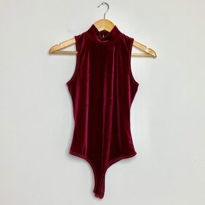 Olivaceous Velvet Red Bodysuit